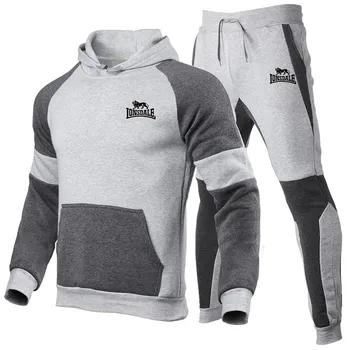 Noi cu gluga sport pentru bărbați cald fleece hanorac brand de imprimare jogging barbati sport costum de sport pentru bărbați costum din două piese