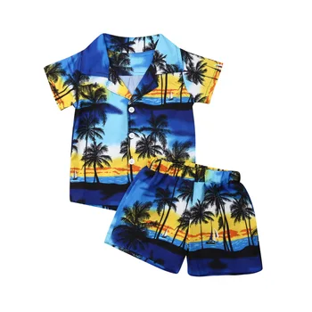 1-6M baietei de Vara Haine de Plaja Stabilit Copil Copil Copil Copil Băiat Tinutele Hawaii Cămașă în Top+Shorts 2 buc Băieți Beachwear
