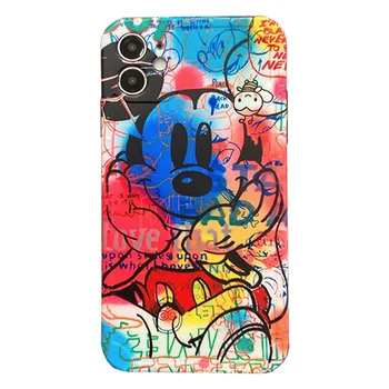 Disney Telefon Caz pentru IPhone 11pro XR X XS 12 7 8 11 Pro Max Plus 12mini Tineret Graffiti Silicon Desene animate Telefon Mobil Cazuri