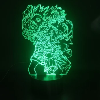 Hunter Gon si Killua 3D Lampă Rece Cadou pentru Adolescent pentru Noptiera Decorative Senzor Tactil Luminos Bază de Led Noapte Lumina Lămpii 12170