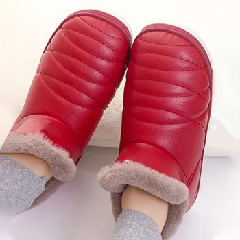 Femei Iarna Din Piele Pu Cald Scurt De Pluș Glezna Cizme Pentru Femei Cizme Scurte De Sex Feminin Solidă Slip On Apartamente De Zăpadă Pantofi De Interior Pereche De Pantofi