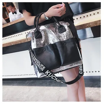De înaltă calitate handbag2020new Europene și Americane de moda doamnelor un umăr sac de mesager de argint de mare capacitate sac geanta casual 12177
