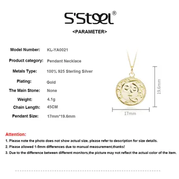 Sun Moon Pandantive Colier Pentru Iubitorii De Argint 925 Colier De Design Lanț De Aur De Epocă Femei Bijuterii Accesorii De Îmbrăcăminte