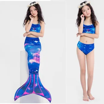 3pcs/Copii Mermaid Cozi Pentru Inot Mica Sirena Fete, Costume Petrecere, Costume Cosplay Poate Instalat Aripioare Inot 121956