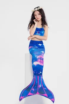 3pcs/Copii Mermaid Cozi Pentru Inot Mica Sirena Fete, Costume Petrecere, Costume Cosplay Poate Instalat Aripioare Inot