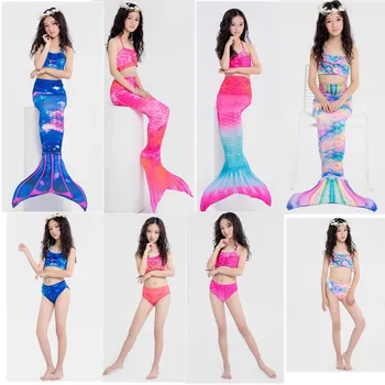 3pcs/Copii Mermaid Cozi Pentru Inot Mica Sirena Fete, Costume Petrecere, Costume Cosplay Poate Instalat Aripioare Inot