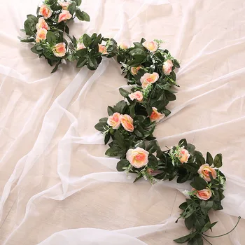 240cm/Lot 11 Bucăți Trandafiri Artificiale de Viță de vie cu Frunze Verzi Pentru Casa Gradina Perete Nunta Petrecere de Ziua de Decorare DIY Coroană de flori