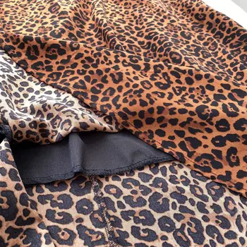 Leopard de Imprimare Femei Fusta Sexy Sifon Split Moda Fuste Lungi pentru Femei Toamna Zip Elegant Feminin a-Line Fusta Sirena