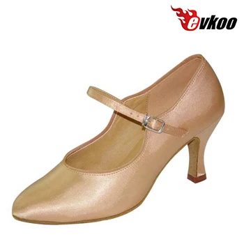 Evkoodance Pantofi de Bal 4 Culori Diferite, Negru, Alb, Bronz, Kaki Satin Toc 7cm Dans Pantofi Pentru Femei Evkoo-013