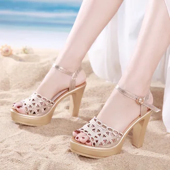 Bloc Toc Sandale Cu Platforma Femei Pantofi De Vară 2021 Decupaj Sandale Cu Toc Doamnelor Petrecere La Birou Sandale 41 42 43