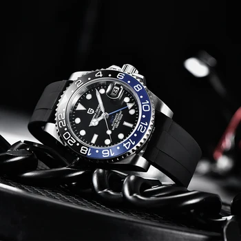 PAGANI DESIGN de Lux Bărbați Mechanical Ceas de mână din Oțel Inoxidabil GMT Ceas Curea din Cauciuc Sticlă de Safir Bărbați Ceasuri reloj hombre