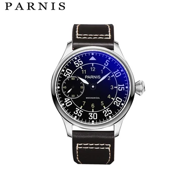 Noi Parnis 44mm Mecanice Ceasuri Fashion Barbati Ceas de Mână de Lichidare Cadran Negru Ceas Mark Curea din Piele Ceas de mana Barbati 12299