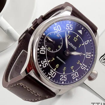 Noi Parnis 44mm Mecanice Ceasuri Fashion Barbati Ceas de Mână de Lichidare Cadran Negru Ceas Mark Curea din Piele Ceas de mana Barbati