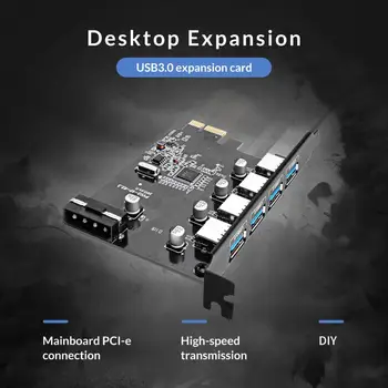ORICO 4 Porturi USB3.0 PCI-Express Card/Host Controller Card 3.0 Adapter, USB 3.0 HUB cu 15Pin de Alimentare PCI-E Card Extender