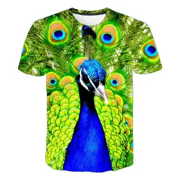 Animale tricou 3d T-shirt pentru Bărbați Albastru Păun Își răsfiră Coada Tricouri Barbati Haine de Stradă Amuzant Haine Vintage Bluze Casual