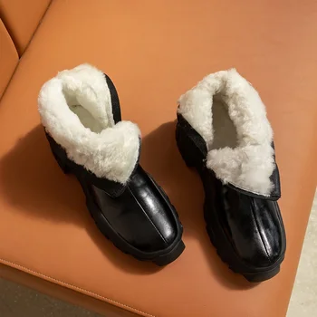 Doamnelor cizme de calitate din piele blana cizme de zapada iarna cald lână femei glezna cizme platforma pantofi pentru femeie cizme scurte brand