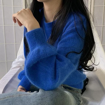 Dulce Felinar Sleeve T-shirt 2020 Nou Versiunea coreeană Uzură Liber Leneș Stil Pulover Pulover Alb pentru Femei Pentru Toamna Si Iarna