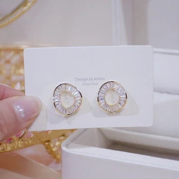 Coreea de Vânzare Fierbinte Moda Bijuterii Rafinat 14K Real Placare cu Aur Cercei Răsucite de Lux Plin de Zircon de Nunta pentru Femei Cercei