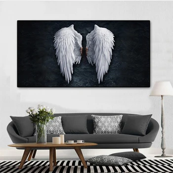 Alb negru Aripi de Înger Poster Canvas Art Postere si Printuri Panza Picturi pe Perete Imagini de Artă pentru Living Decorul Camerei