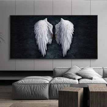 Alb negru Aripi de Înger Poster Canvas Art Postere si Printuri Panza Picturi pe Perete Imagini de Artă pentru Living Decorul Camerei