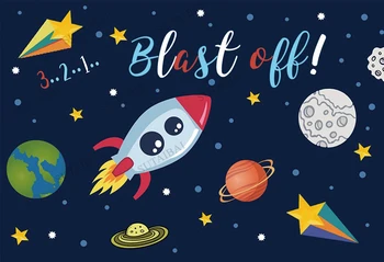 Personalizate Temă Spațiul Cosmic Fondul pentru Copil Ziua de nastere Spațiu de Petrecere Planeta Ziua Decor Astronaut Pe Lună Fundal Fotografie