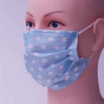 50/100buc Unică folosință Imprimare Masca pentru Adult Moda Respirabil, Anti-praf 3-strat Violet Albastru Roz cu Puncte Albe Gura Măști
