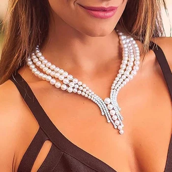 HOWAWAY Pearl Nupțial Bijuterii de Epocă de Aur Nunta de Moda Bijuterii Colier de Perle pentru Miresei, Ornamente