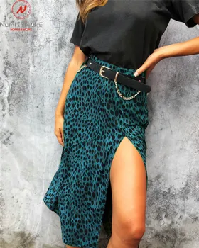 Femei Fuste pentru Streetwear Patchwork Design de Înaltă Split Talie Mare Leopard de Imprimare de la Jumătatea Vițel Fusta Lady Vara Slim Petrecere, Fuste 12432