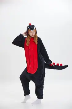 Noul Negru Dinozaur Onesies Kigurumi Costume Pentru Adulți Unisex Animal Dragon Purpuriu Pijamale Pijamale Cosplay Iubitorii De Pijamale