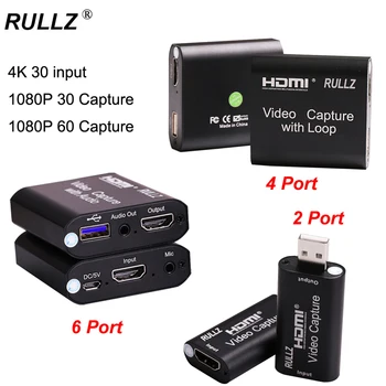 USB 2.0 3.0 4K Buclă Audio Card de Captura Video HDMI Înregistrare Cutie Microfon În Telefonul Joc de Live Streaming pentru a Comuta PS4 DVD-Foto