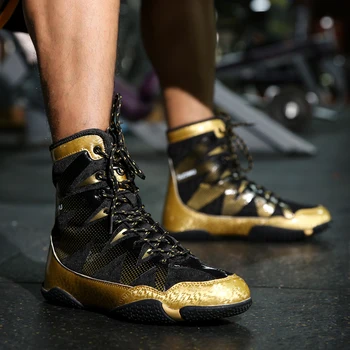 2020 Profesionale De Lupte Wrestling Pantofi Pentru Bărbați De Aur Anti-Alunecare Box Adidași De Dimensiuni Mari 39-47 Respirabil Confortabil Pantofi De Box