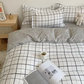 Ins Nordic casă pat de patru piese set simplu zăbrele dormitor lenjerie de pat dormitor student hotel lenjerie de pat set de trei piese