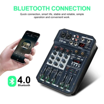 XTUGA 4/6 Canale Mixer Audio Built-In placa de Sunet Digital DJ Mixer cu 16 DSP Efect,Bluetooth,USB,pentru DJ PC-ul de Înregistrare,Cântând