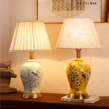American Retro Ceramice Lampă de Masă pentru Dormitor, Camera de zi Camera de Studiu Noul Stil Chinezesc Lampă Decorativă Nunta Lampă de Noptieră