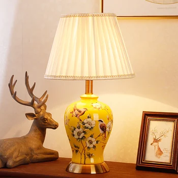 American Retro Ceramice Lampă de Masă pentru Dormitor, Camera de zi Camera de Studiu Noul Stil Chinezesc Lampă Decorativă Nunta Lampă de Noptieră