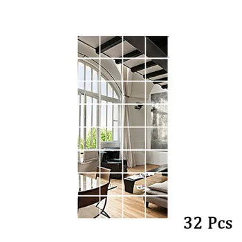 32pcs 15x15cm Pătrat Oglindă Placi de Autocolante de Perete Decal Tapet DIY Acasă pentru Dormitor, sufragerie, Veranda Decor Decor Acasă