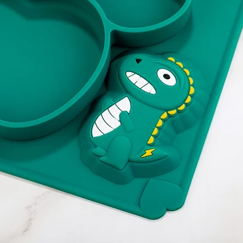 Copilul Farfurie Alimente Grad Silicon Tacamuri Anti-strop Desene animate Supliment Alimentar Placa Non-alunecare de Feluri de mâncare+Lingura + Furculita