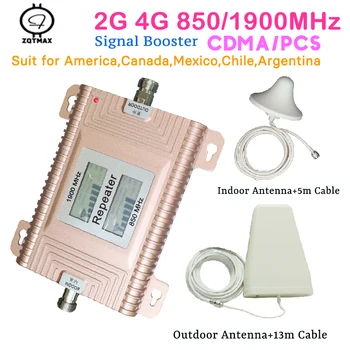 ZQTMAX 850 1900 telefon mobil semnal de rapel 850Mhz 1900Mhz repetor GSM 2G 3G 4G repetidor de sinal celular pentru smart home set