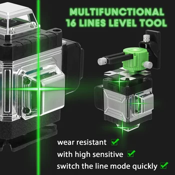 4D 16 Linii de Nivel cu Laser 360° Auto-nivelare cu Laser de Nivel Funcție de Nivelare cu Laser Dispozitiv Verticale, Orizontale, Oblice Linia Verde