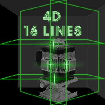 4D 16 Linii de Nivel cu Laser 360° Auto-nivelare cu Laser de Nivel Funcție de Nivelare cu Laser Dispozitiv Verticale, Orizontale, Oblice Linia Verde