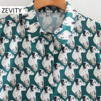 Zevity Noi Femeile Dulce Câini Print Casual Salopeta Bluza Feminin Rândul său, în Jos Guler Camasa Chic OL Afaceri Femininas Blusa Topuri LS7302