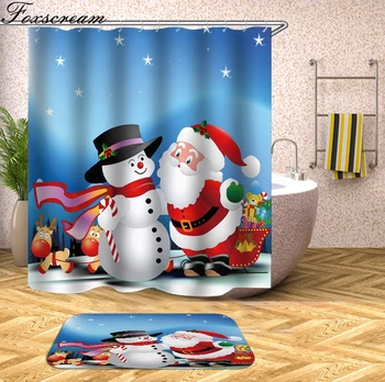 Crăciun fericit Perdele de Duș Mos Craciun Perdea de Duș de Crăciun rezistent la apa de Baie Duș Baie Perdea Sau mat
