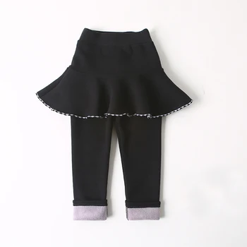 Fete Iarna Jambiere Pantaloni Copii Pantaloni de Lână Legging pentru Fete Cald Gros Fals Două Piese Culotte Copii Skirtpants Pantaloni