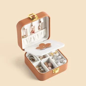 Nou stil de bijuterii din piele cutie de depozitare pentru cel mai bun prieten de dovleac proaspat de culoare mini portabil de bijuterii cutie de depozitare