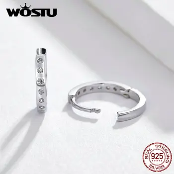 WOSTU Cristal Cerc Hoop Cercei Argint 925 Stil coreean Zircon Cercei Pentru Femeile rochii Minimaliste, Bijuterii CTE101