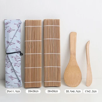 Rulare Rogojini Cu Pânză de Sac Bucătărie Durabil Sushi Maker Set DIY Bambus Japonez de Gătit Orez Distribuitor de 5 Perechi de Bețișoare Instrumente