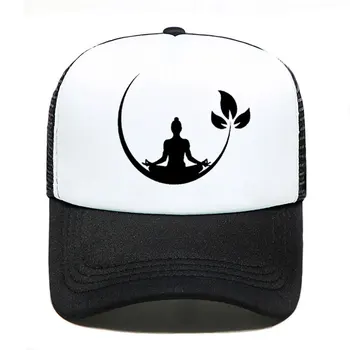 Buddha Yoga Lotos Print Casual pălărie Amuzant Casual Barbati Femei Părinte-copil Pălării Plasă Vizor în aer liber Palarie de Soare Reglabil Capace