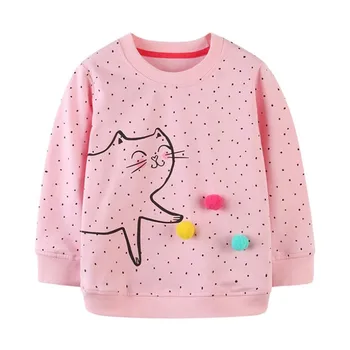 Fetele de Desene animate Pisica camasi Tricouri Maneca Lunga Fete Îmbrăcăminte Topuri Animale de Toamna Iarna Copii tricouri Haine pentru Copii
