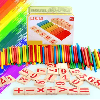 128Pcs Numărare Bar Amuzant Joc Educativ pentru Copii din Lemn Matematica Contorul Numărului de Învățare Timpurie Cu Caseta de Jucărie Pentru Copii TK0201
