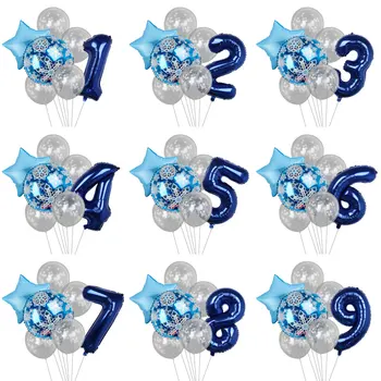 7pcs/lot Decor de Crăciun Confetti Balon Transparent Baloane Latex Zăpadă Număr Folie Globos Ziua de naștere Petrecere de Craciun Decor